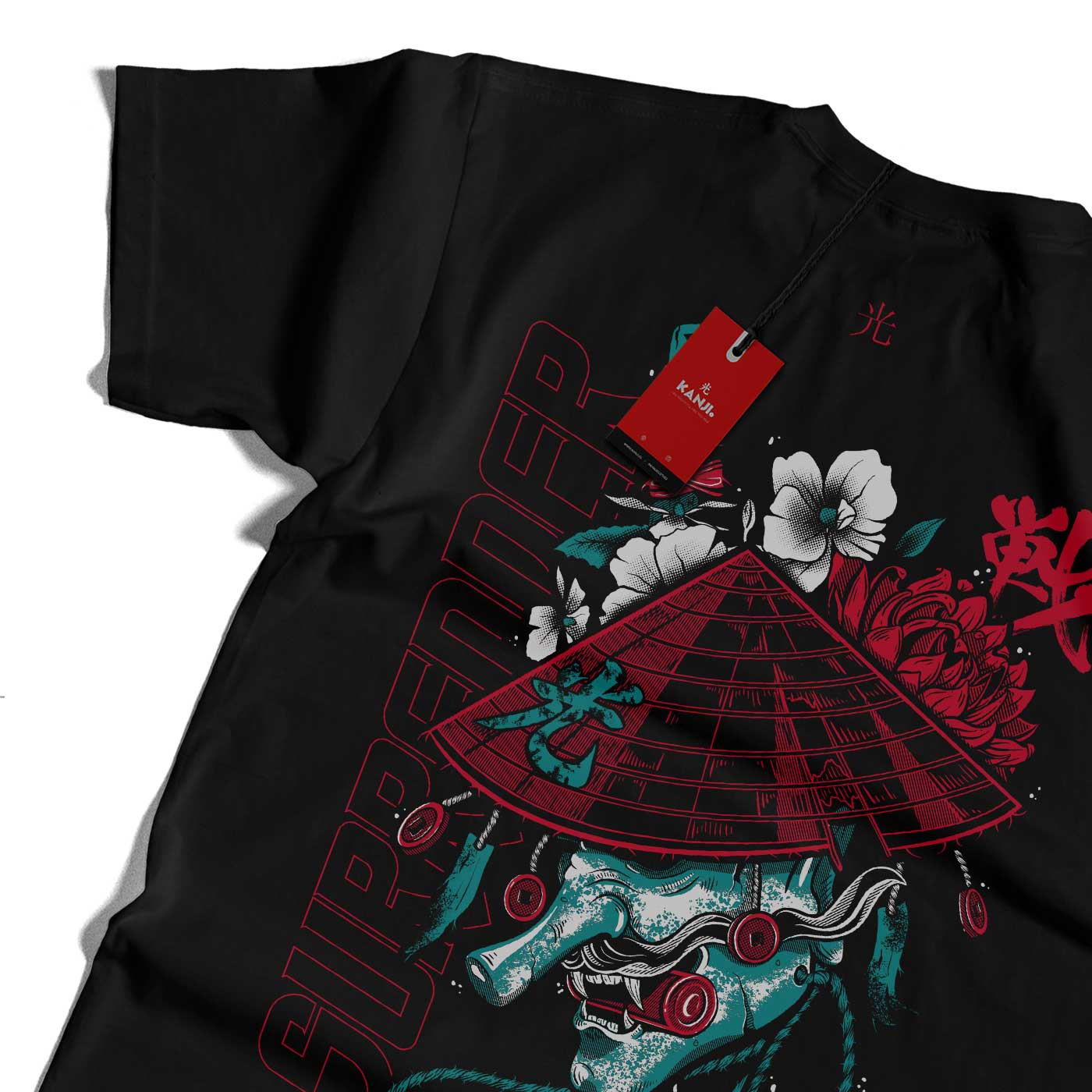 Polera mitología japonesa con diseño Gunjin Kofuku