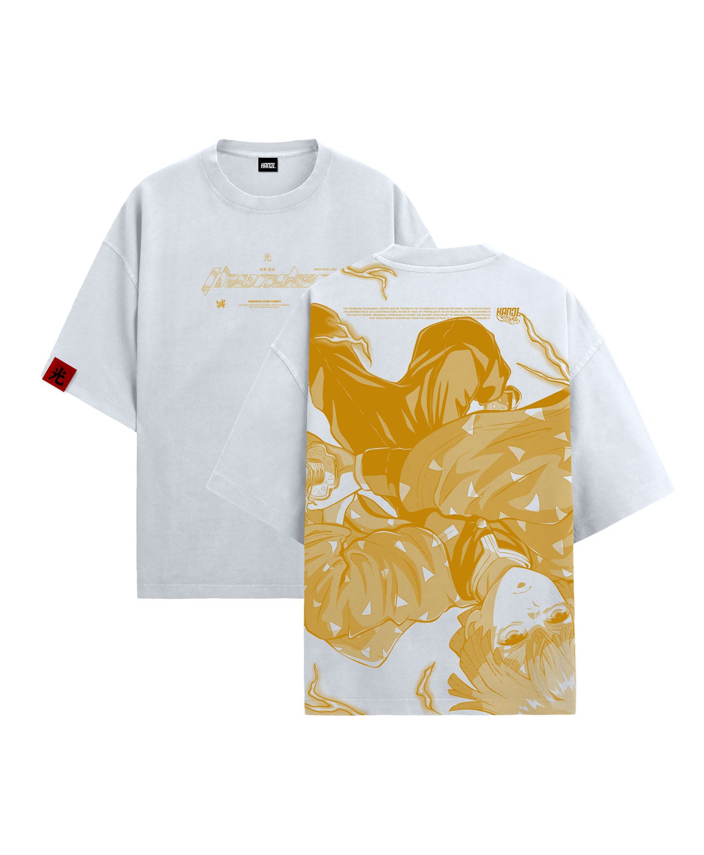 Polera Oversize Anime Kimetsu no Yaiba / Demon Slayer Zenitsu #color_blanco