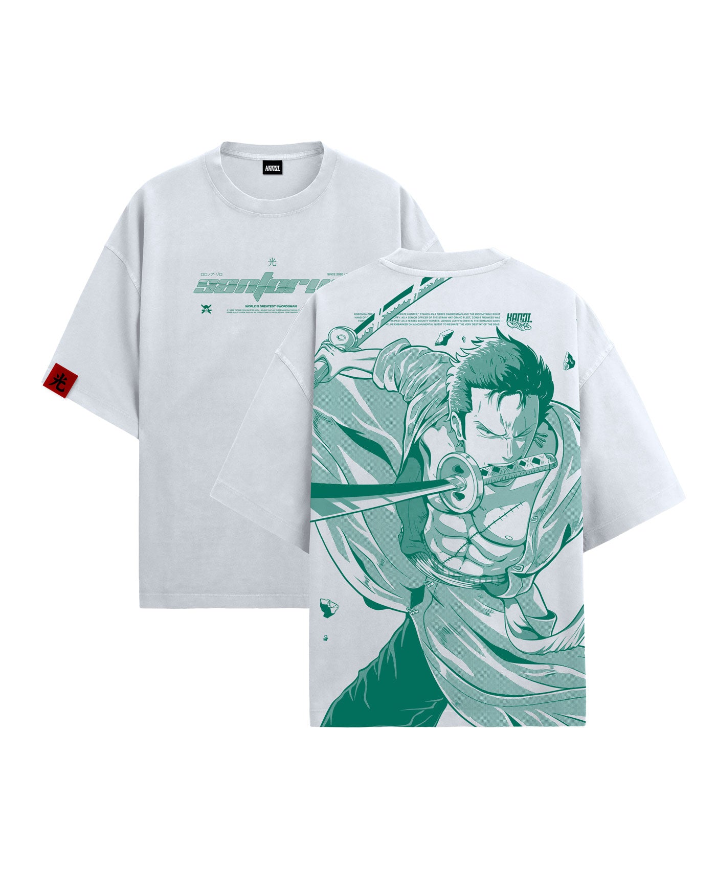 Polera Oversize Anime One Piece Roronoa Zoro #color_blanco