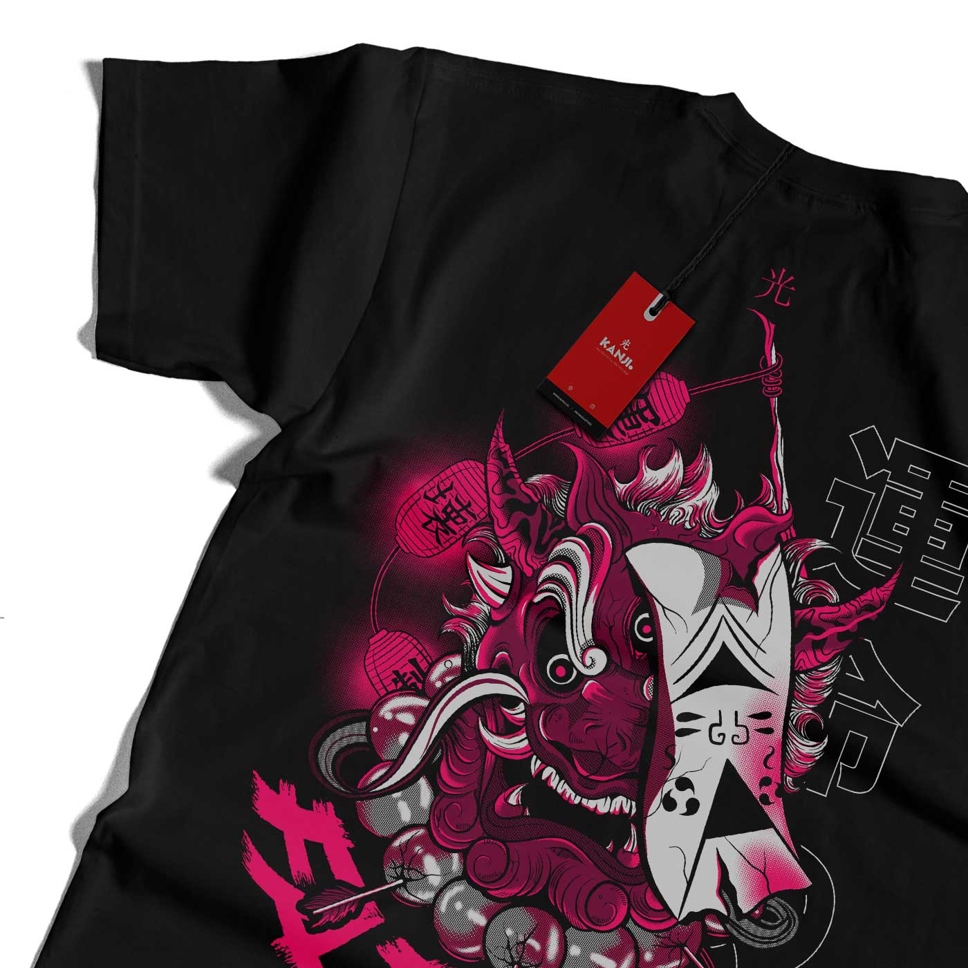 Polera mitología japonesa con diseño Unmei Komainu