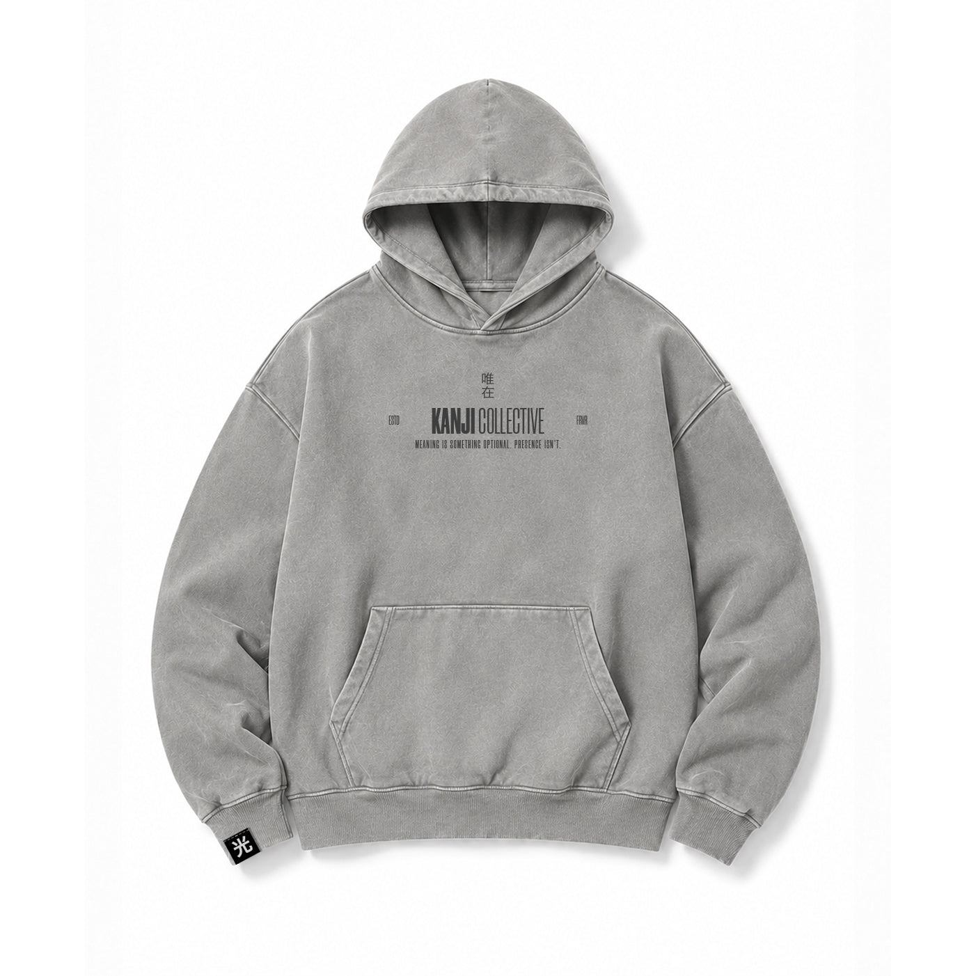 Poleron Hoodie Acid Wash Kanji Basic