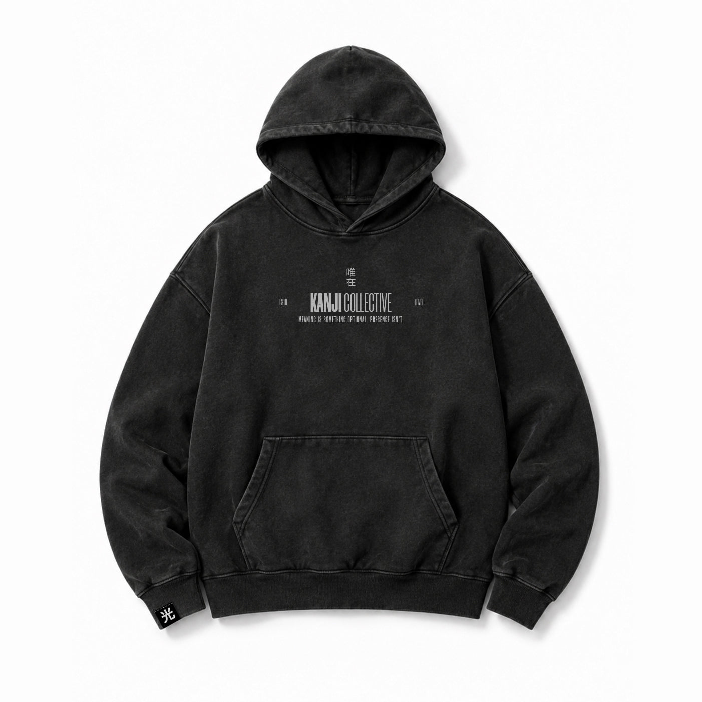 Poleron Hoodie Acid Wash Kanji Basic