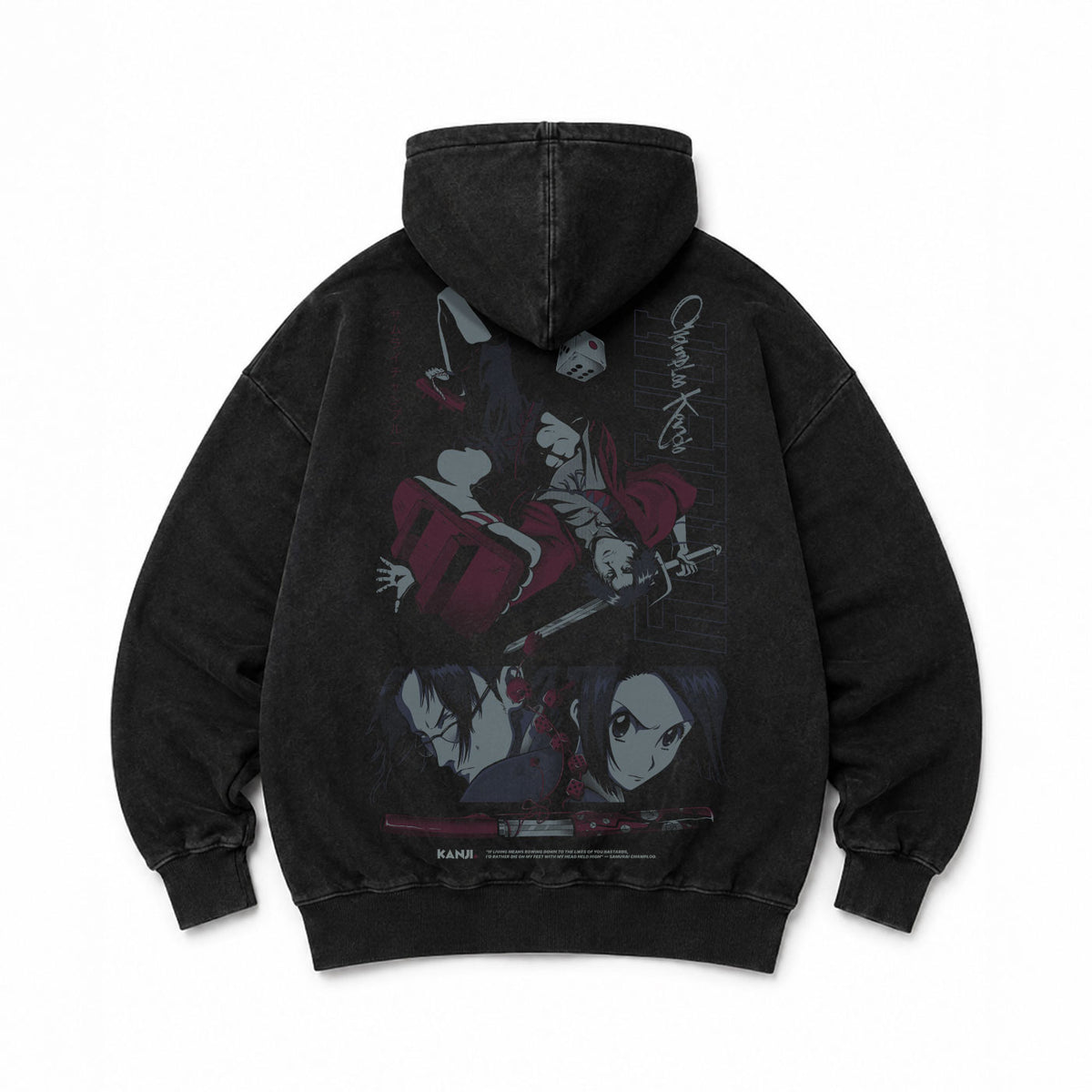 Hoodie Poleron Anime Samurai Champloo #color_negro-acid-wash #fit-hoodie_boxy-oversize