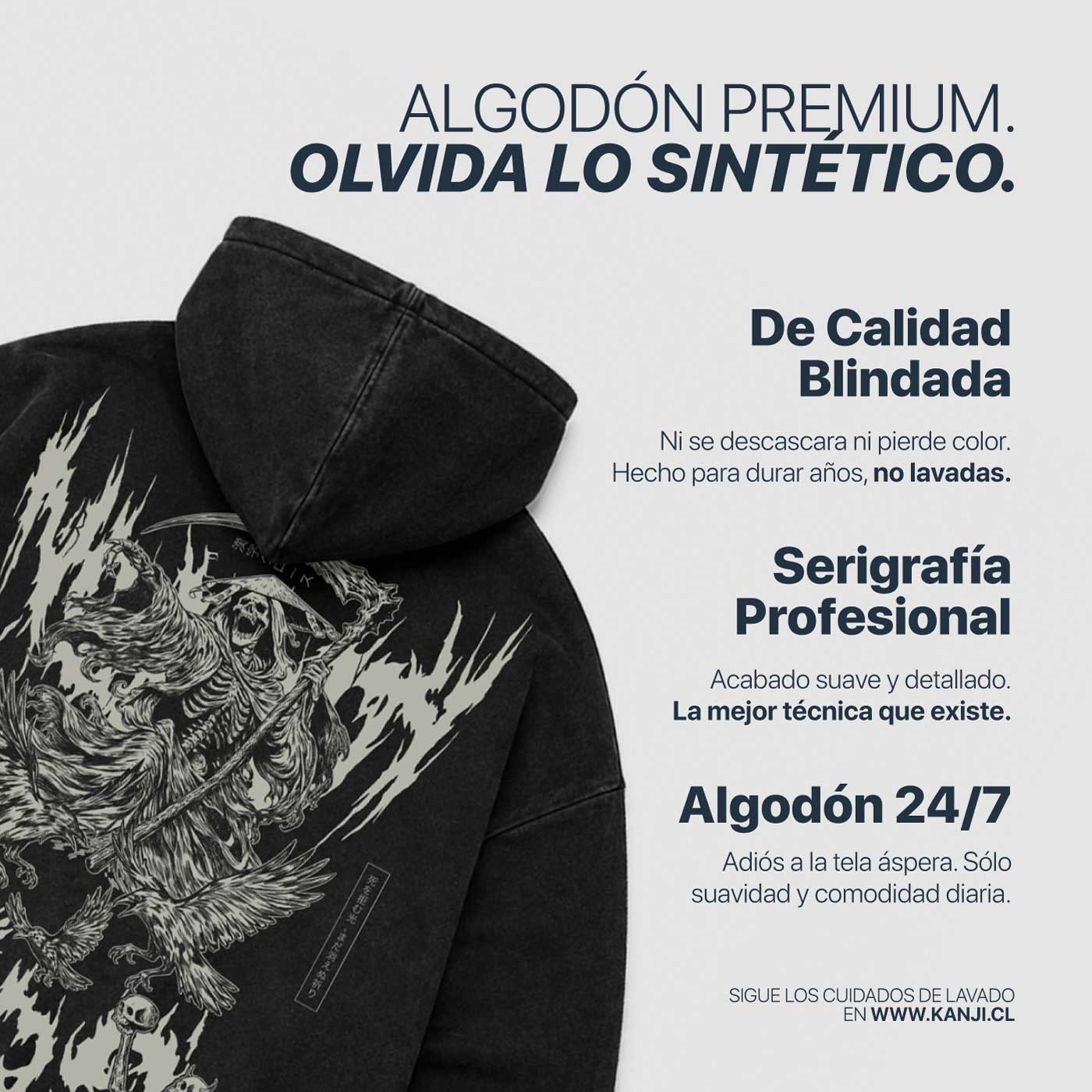 Poleron Hoodie Acid Wash Kanji Basic