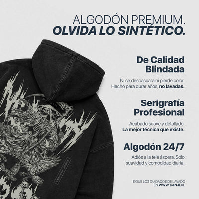 Poleron Hoodie Acid Wash Kanji Basic