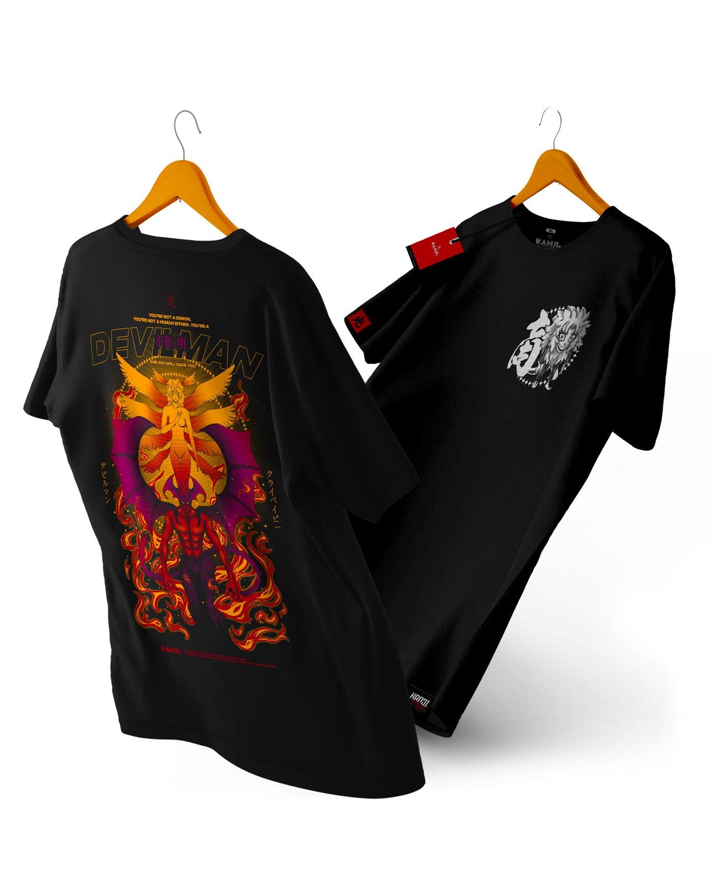 Polera mitología japonesa con diseño Devilman Crybaby #color_negro