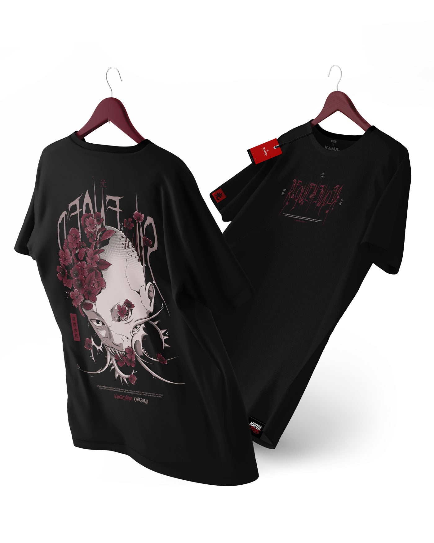 Polera Japonesa Flores Demonios