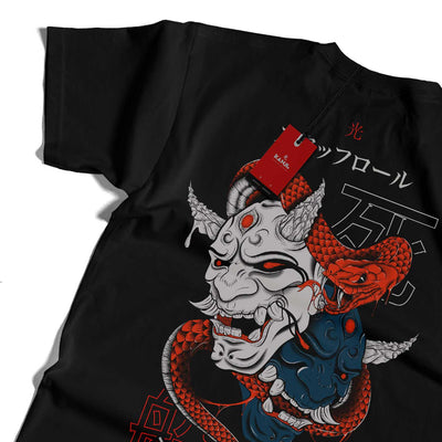 Polera mitología japonesa con diseño Naku Hannya