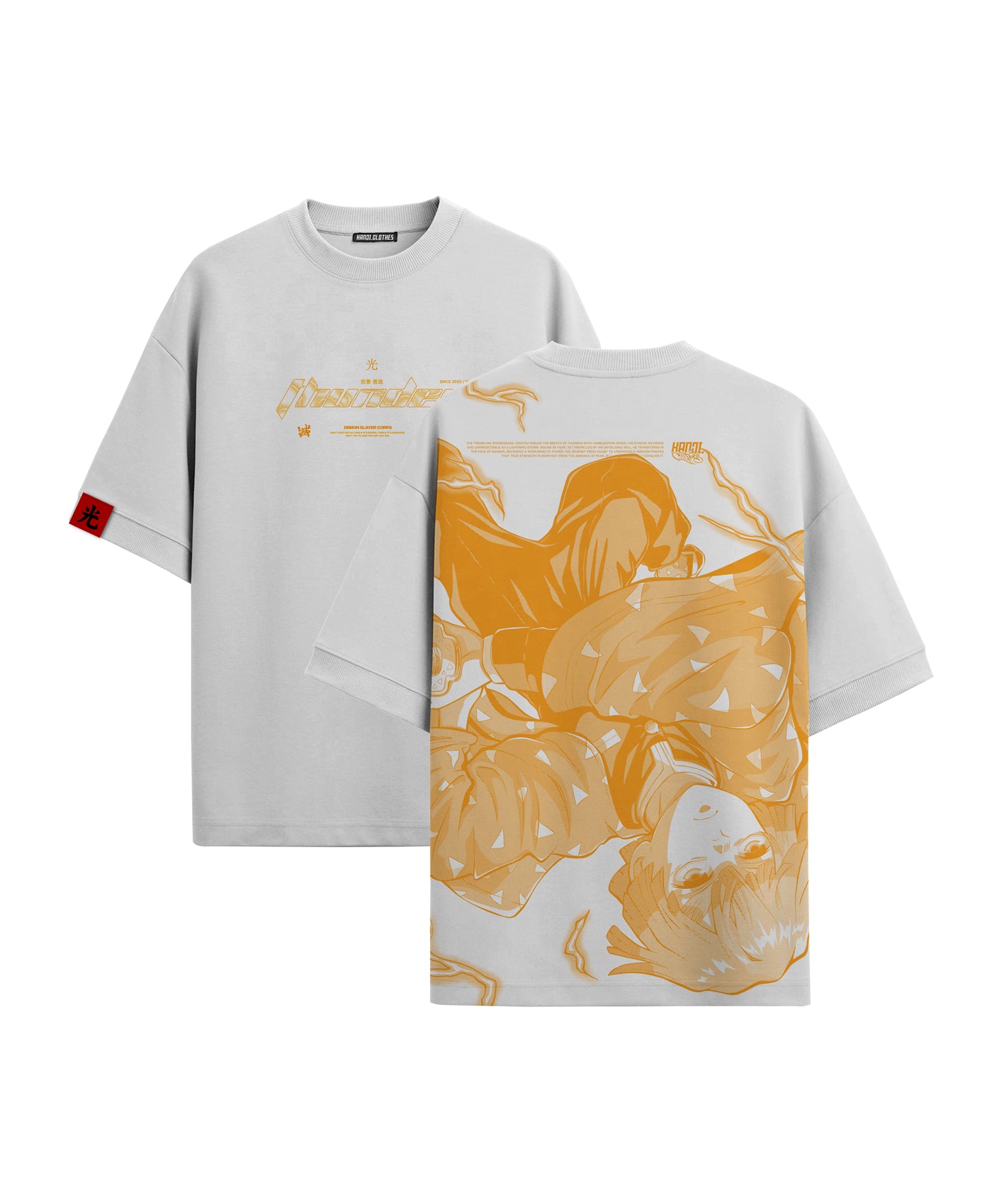 Polera Oversize Anime Kimetsu no Yaiba / Demon Slayer Zenitsu #color_blanco