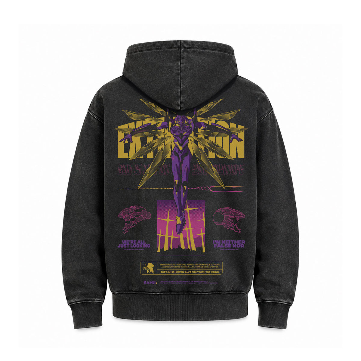 Hoodie Poleron Anime Evangelion #color_negro-acid-wash #fit-hoodie_regular