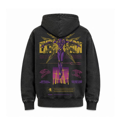 Hoodie Poleron Anime Evangelion #color_negro-acid-wash #fit-hoodie_regular