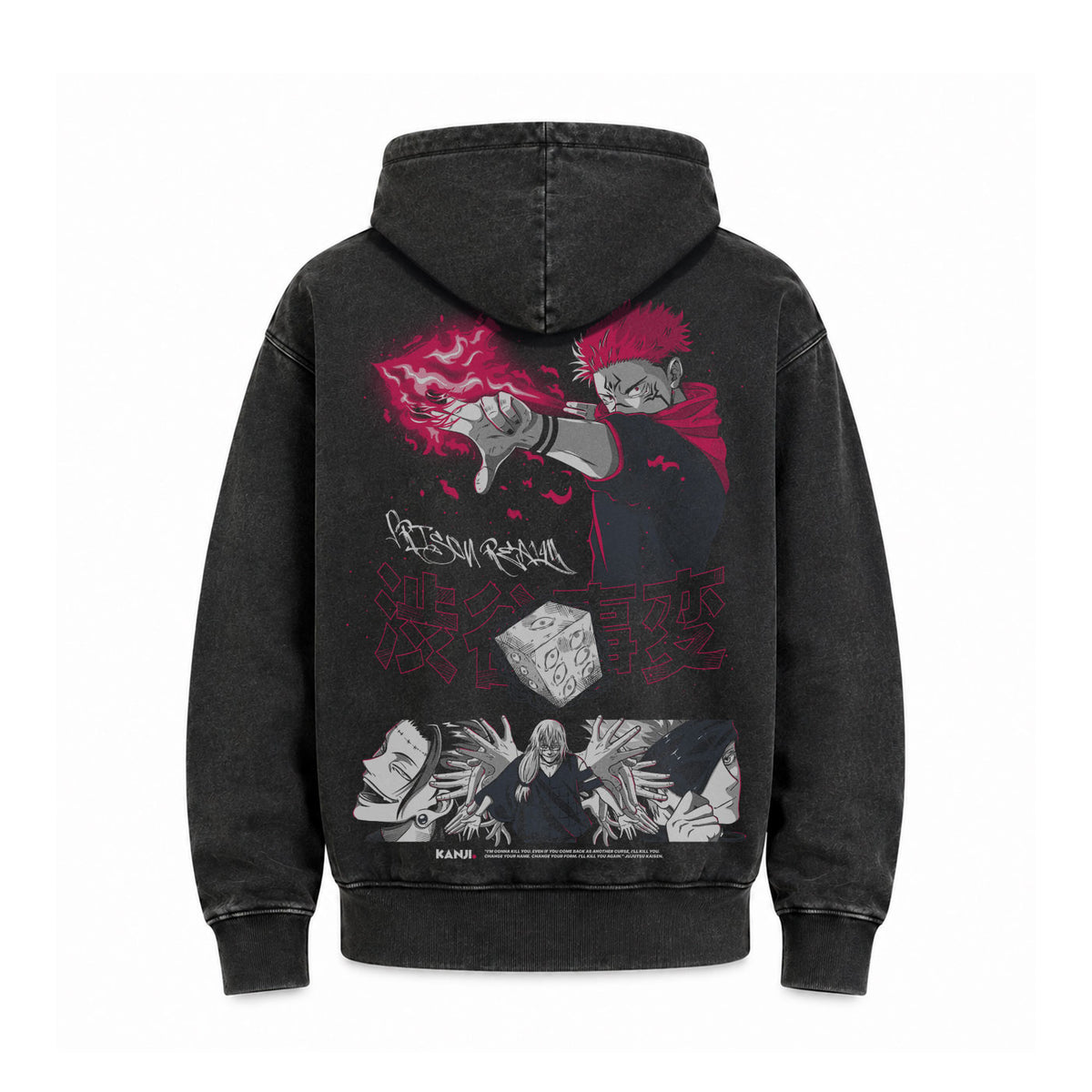 Hoodie Poleron Anime Jujutsu Kaisen 4 #color_negro-acid-wash #fit-hoodie_regular