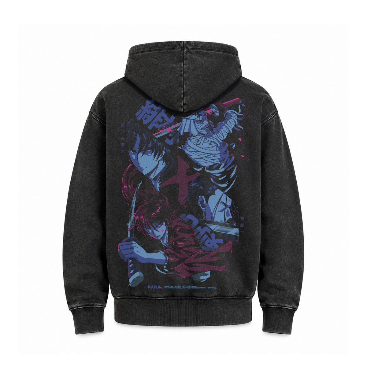 Hoodie Poleron Anime Samurai X #color_negro-acid-wash #fit-hoodie_regular