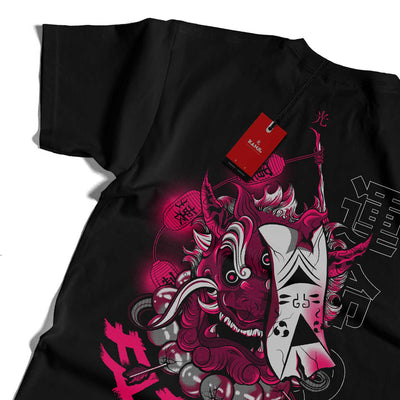 Polera mitología japonesa con diseño Unmei Komainu